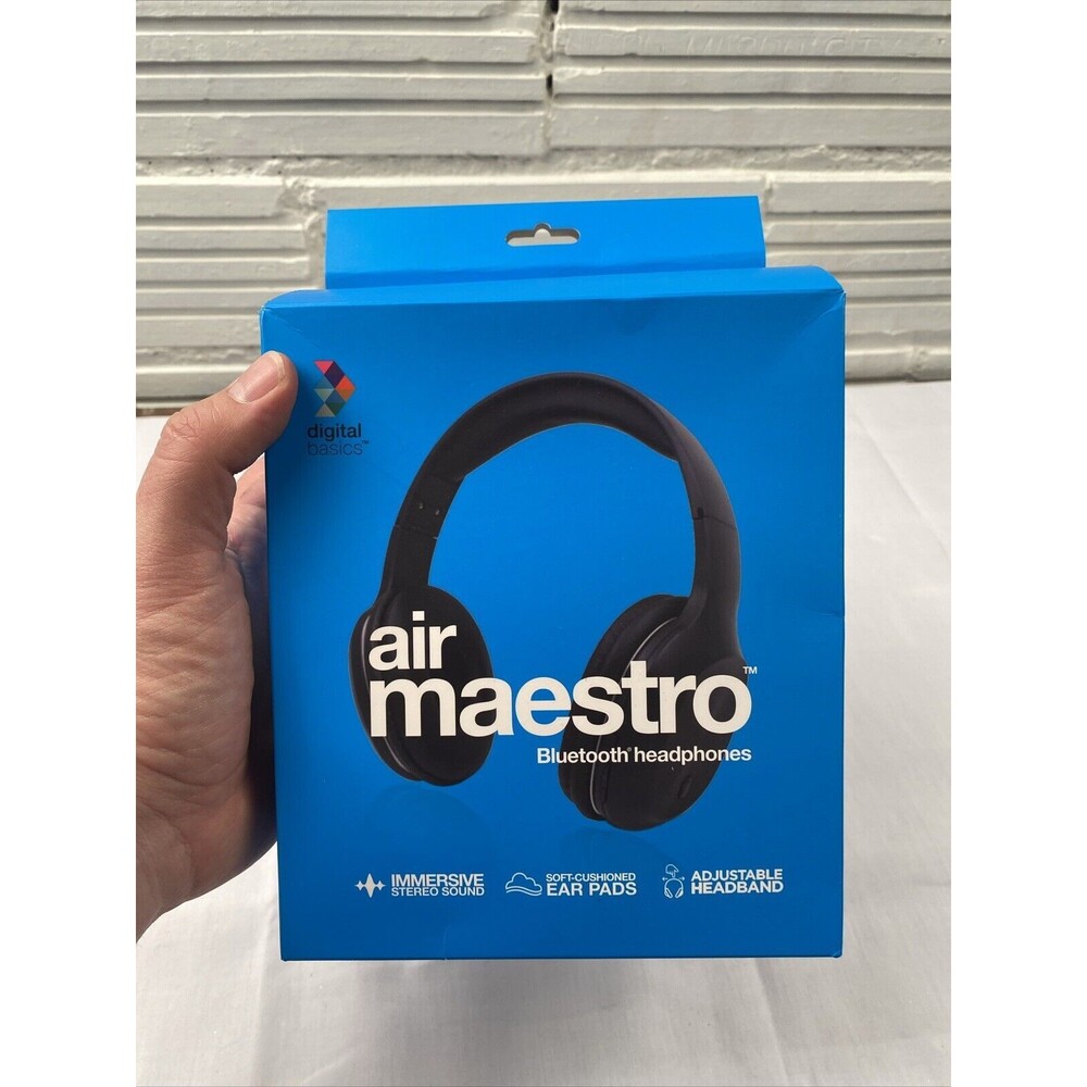Used -  Digital Basics Air‎ Maestro Bluetooth Headphones - Black, Damaged Box.